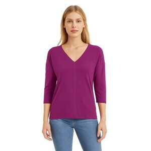 NWT White House Black Market 3/4 Sleeve V Neck Tee Baie XXS #WHBM13